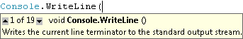 Parameter information for Console.WriteLine