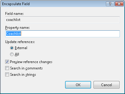 The Encapsulate Field dialog box