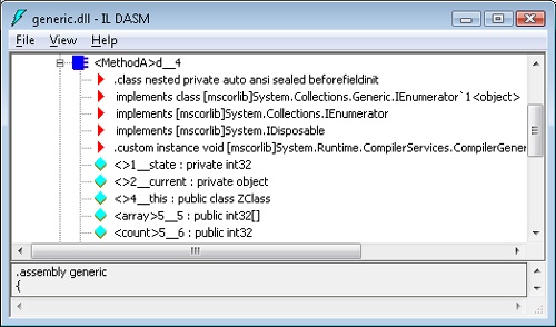 A view of a nested class and fields