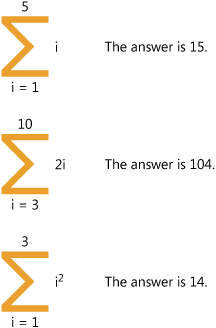 Examples of summation notation