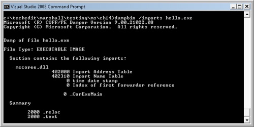 The dumpbin command with the imports option