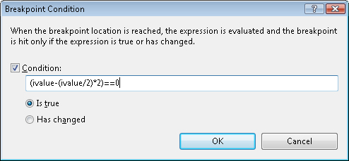 The Breakpoint Condition dialog box