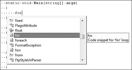 Tip 2.39: You can insert a code snippet via its shortcut keyword