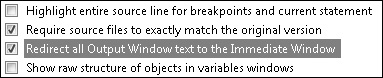 Tip 5.12: You can redirect debug messages to the Output window