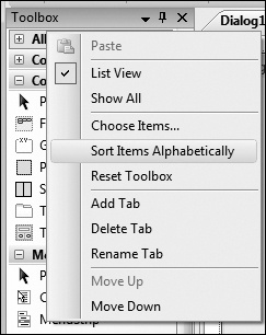 Tip 5.19: You can sort items in the Toolbox alphabetically