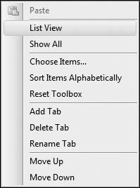 Tip 5.20: You can switch between the Icon view and List Item view in the Toolbox