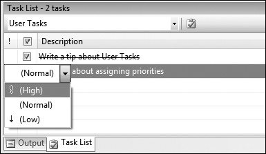 Tip 5.25: You can assign a priority to your Task List’s user tasks