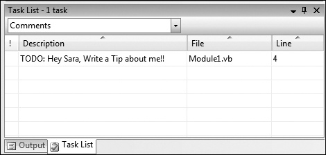 Tip 5.26: How to create and view TODO comments in the Task List