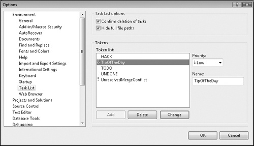 Tip 5.28: You can show HACK, UNDONE, and custom tokens in the Task List