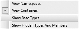 Tip 5.39: You can choose whether to show base types in the Object Browser
