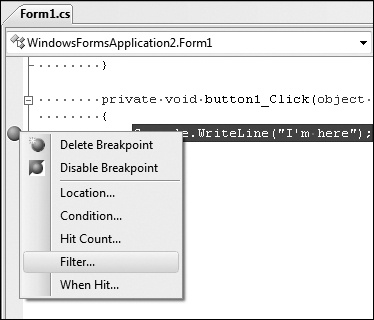 Tip 7.19: You can use breakpoint filters to break the right process