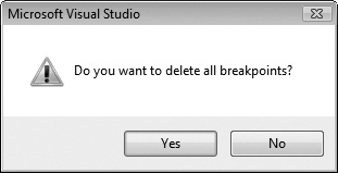 Tip 7.23: You can disable the warning message before you delete all breakpoints