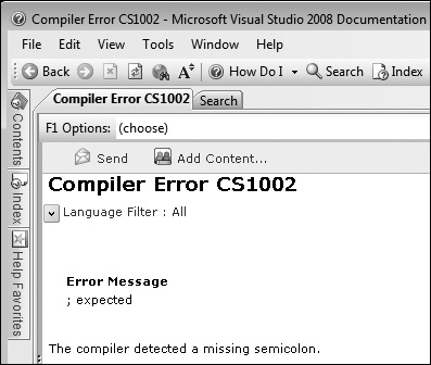 Tip 7.30: You can view an error’s documentation directly from the Error List