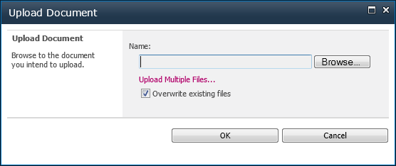 The Upload Document single document dialog box.