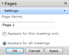 Additional settings that you can change in the Pages dialog box.