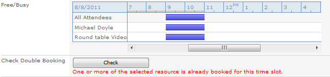 Free/Busy checks whether resources are available for the designated time of the meeting.