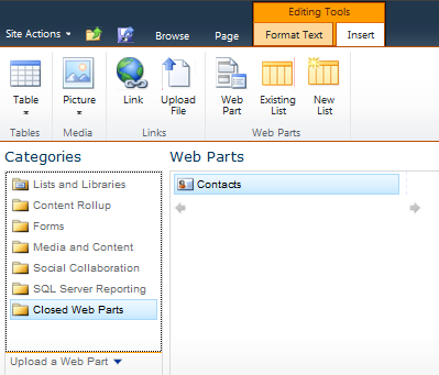 You can click Closed Web Parts to interact with a closed Web Part.