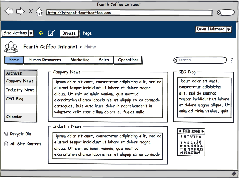 Create a professional but hand-drawn looking prototype to share with others when planning content to help solidify your shared vision of the site.