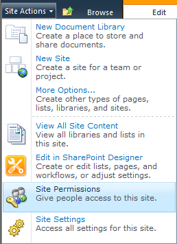 The Site Permissions page provides a link to the Anonymous Access Settings.