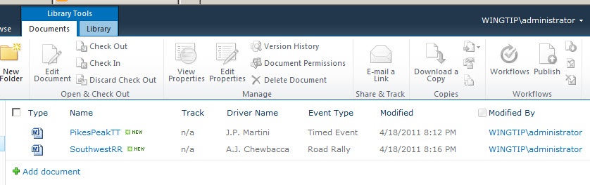 New fields added in document library.