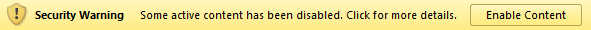 Enabling content in the Security Warning pop-up.
