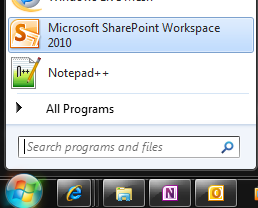 Starting SharePoint Workspace 2010.