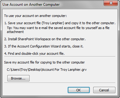 Setting up an account on another computer.