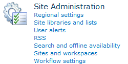 The Site Administration menu.