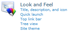 The Look And Feel menu for a top-level site.