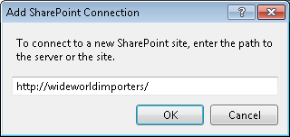 Use the Add SharePoint Connection dialog box to add your development web application to the Server Explorer window.