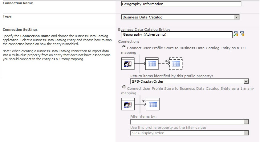 Connecting BCS with user profiles