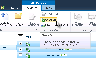 Checking in multiple documents