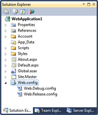 Predefined transformations of the web.config file.