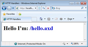 sample HTTP handler that answers requests for hello.axd.