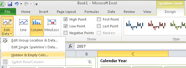 To hide the PivotTable that the sparklines are summarizing