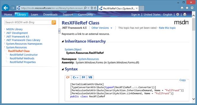 SDK documentation showing namespace and assembly information for a type.