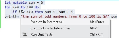 Executing code in FSI via the context menu