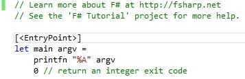 The default main function for an F# console application