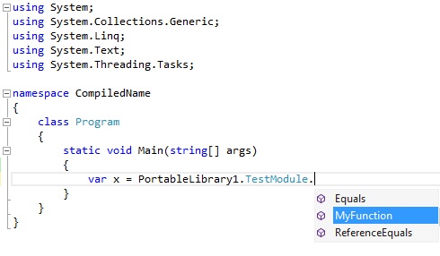 Invoking a function decorated with the CompiledName attribute from a C# project