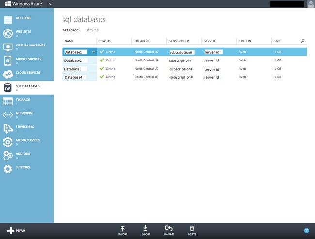 Creating a database on the Azure cloud