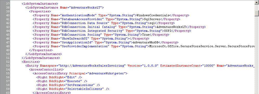 Select the resources defined in your model file on the Import BDC Model page.