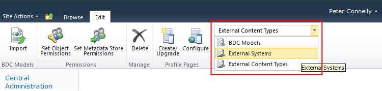 Use the drop-down list to export a BDC model.