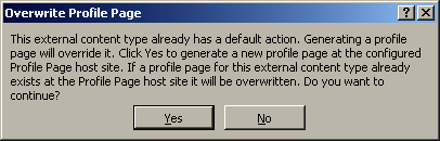 This warning message appears when you create a profile page and one already exists.