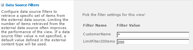 Modify the view to set the filters defined on the Read List operation.