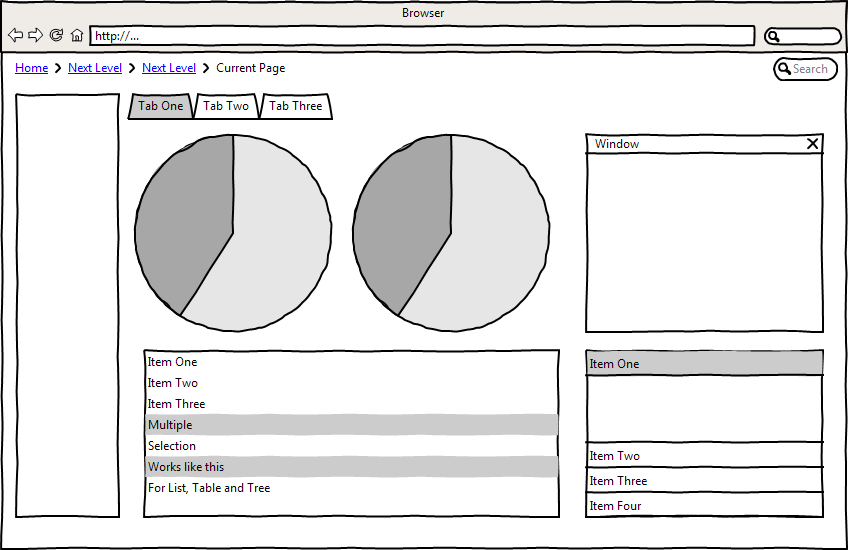 Before you create a dashboard, design a wireframe to show its layout.