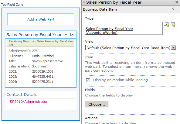 Enter the identifier value for the item you want to display in the property pane of the Business Data Item Web Part.