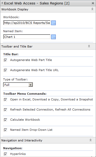 You can configure the Excel Web Access Web Part to display a chart from an Excel workbook.