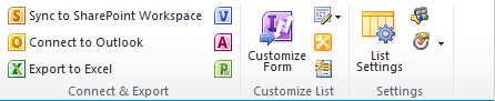 The Customize Form button within a SharePoint task list.