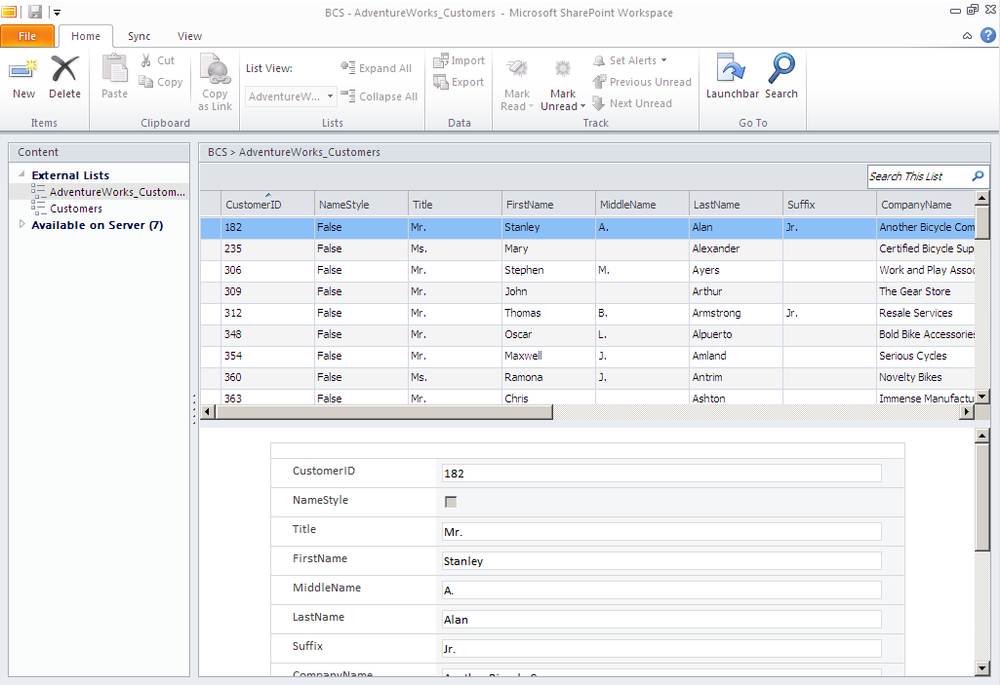 SharePoint Workspace is providing an external list offline, making external data available to view and modify, even in a disconnected environment.