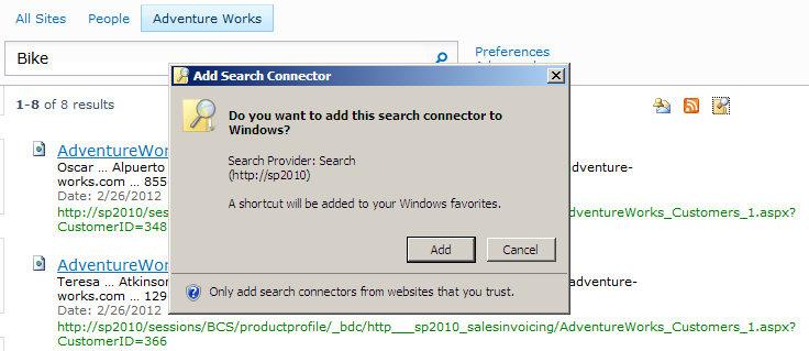 Add the search connector to Windows to allow searches to be performed from Windows Explorer.